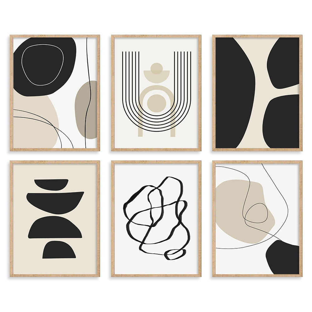 Beige Art Poster - Abstract beige and black 