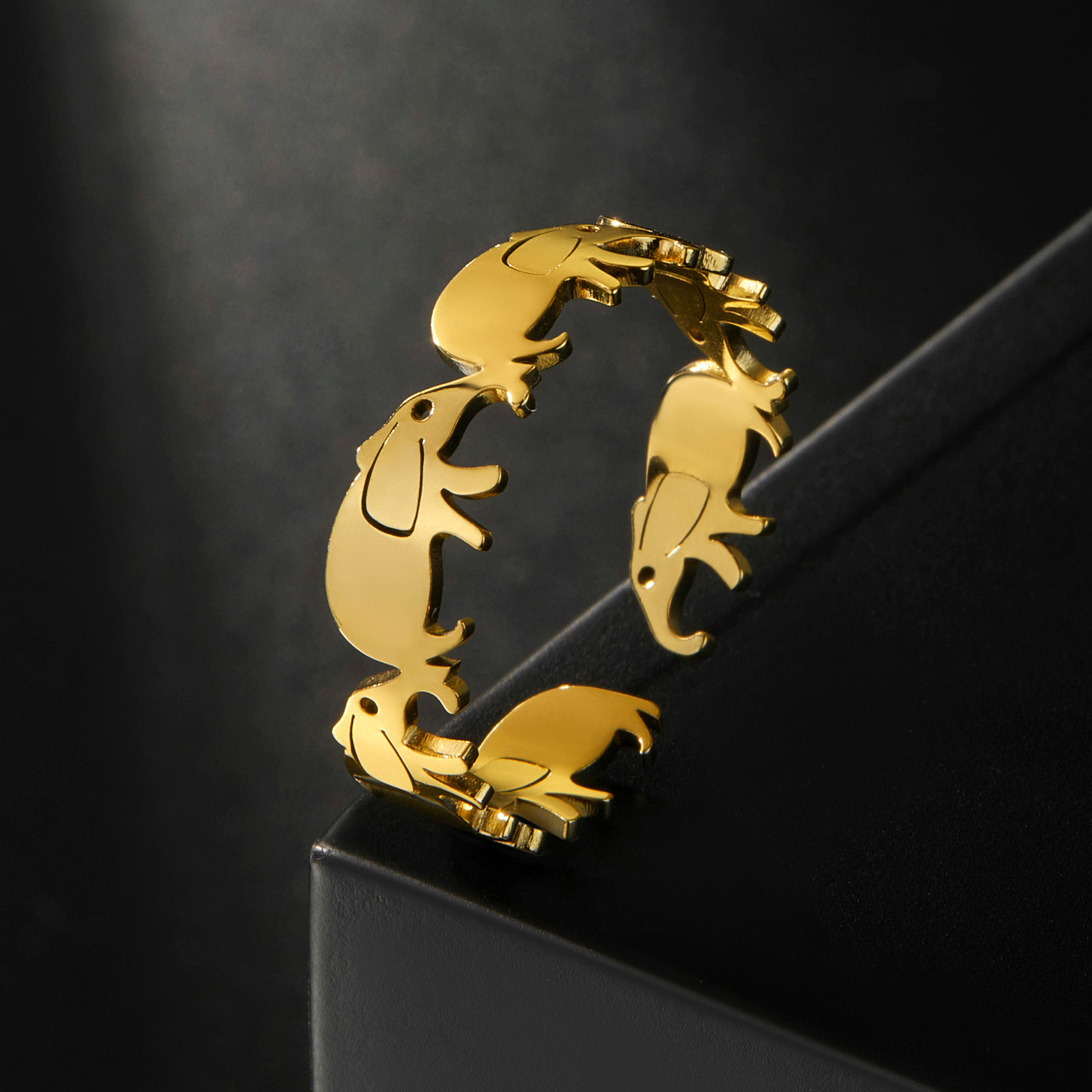 Lovely Elephant Open Ring For Men Stainless Steel Adjustable Ring