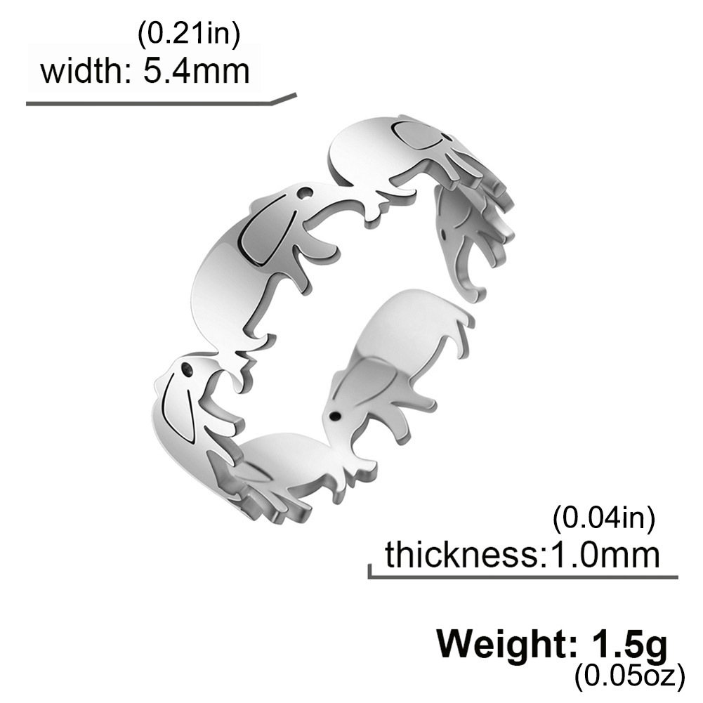Lovely Elephant Open Ring For Men Stainless Steel Adjustable Ring