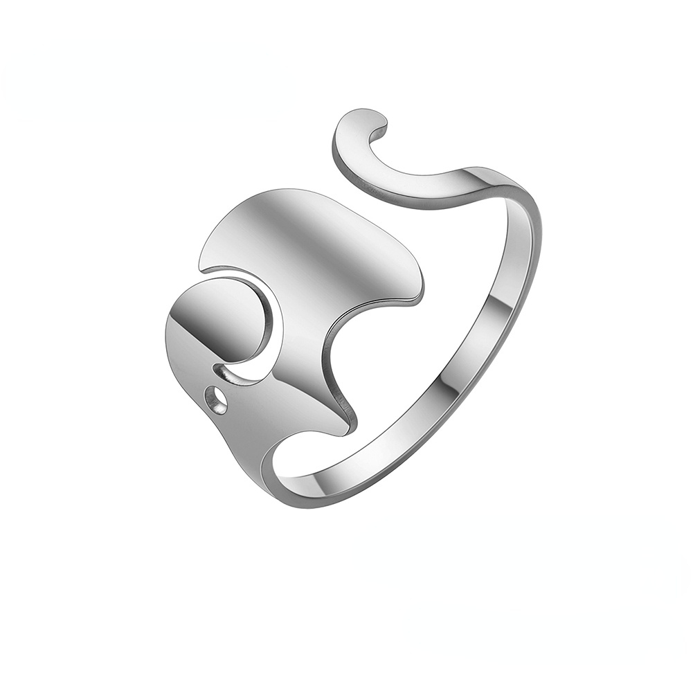 Lovely Elephant Open Ring For Men Stainless Steel Adjustable Ring