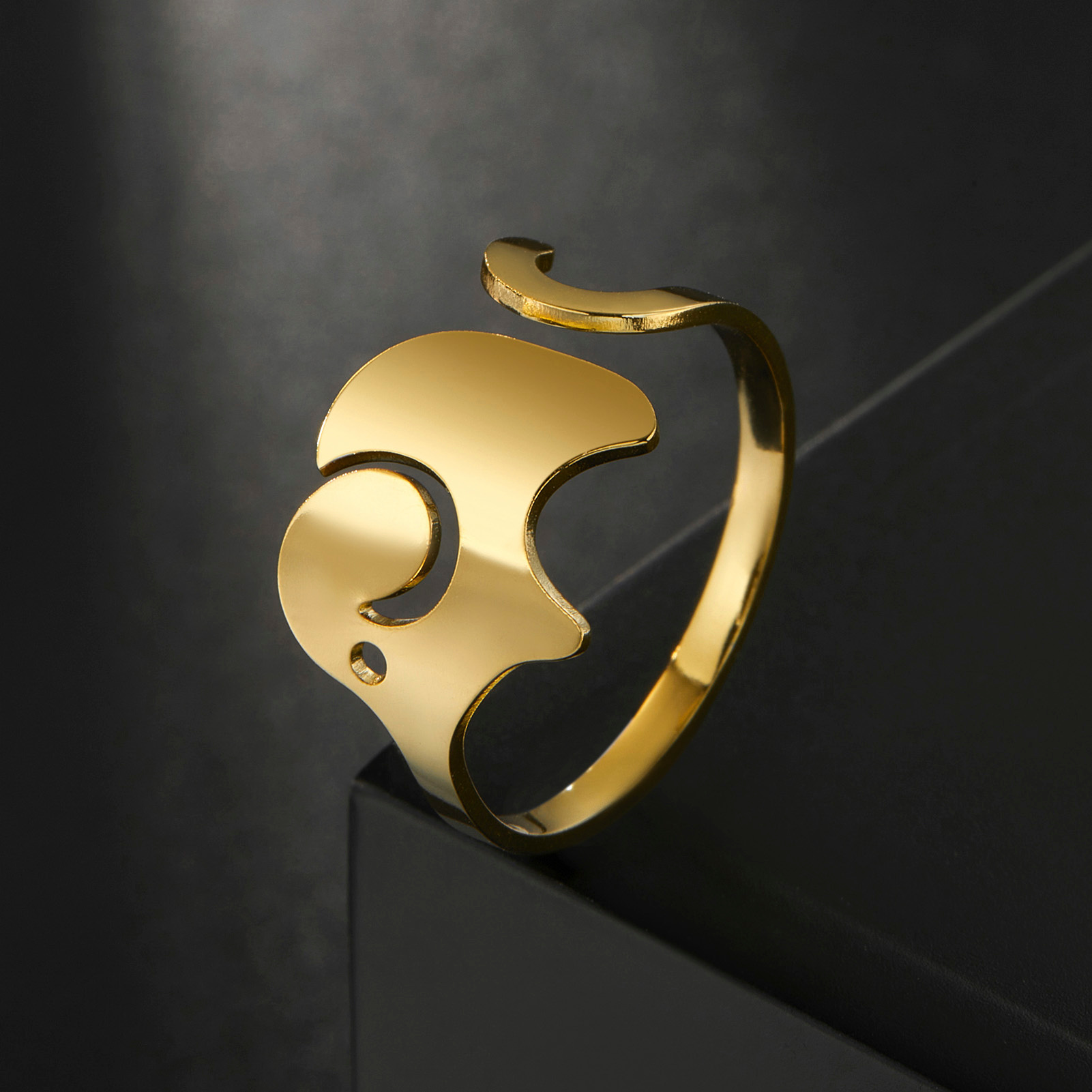 Lovely Elephant Open Ring For Men Stainless Steel Adjustable Ring