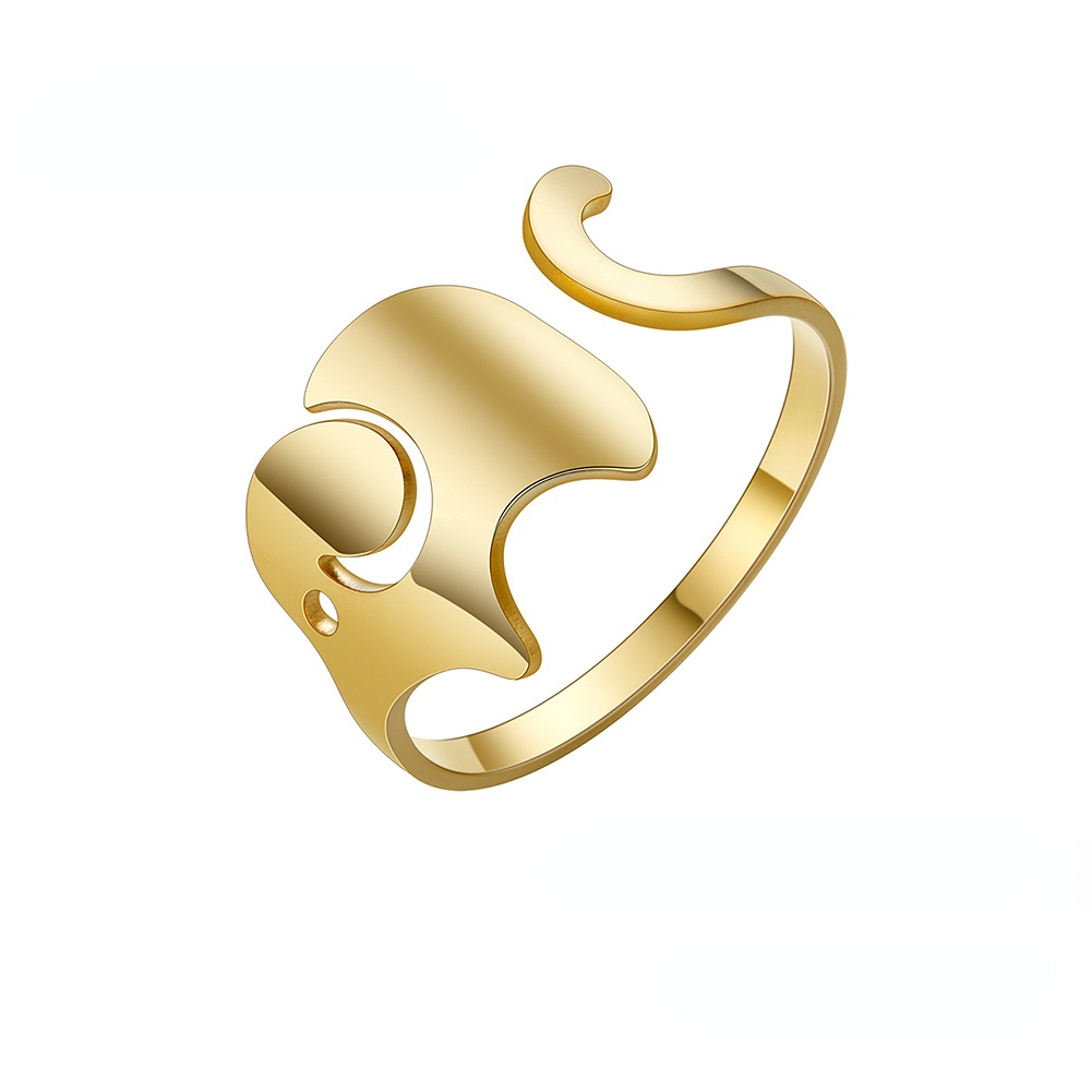 Lovely Elephant Open Ring For Men Stainless Steel Adjustable Ring