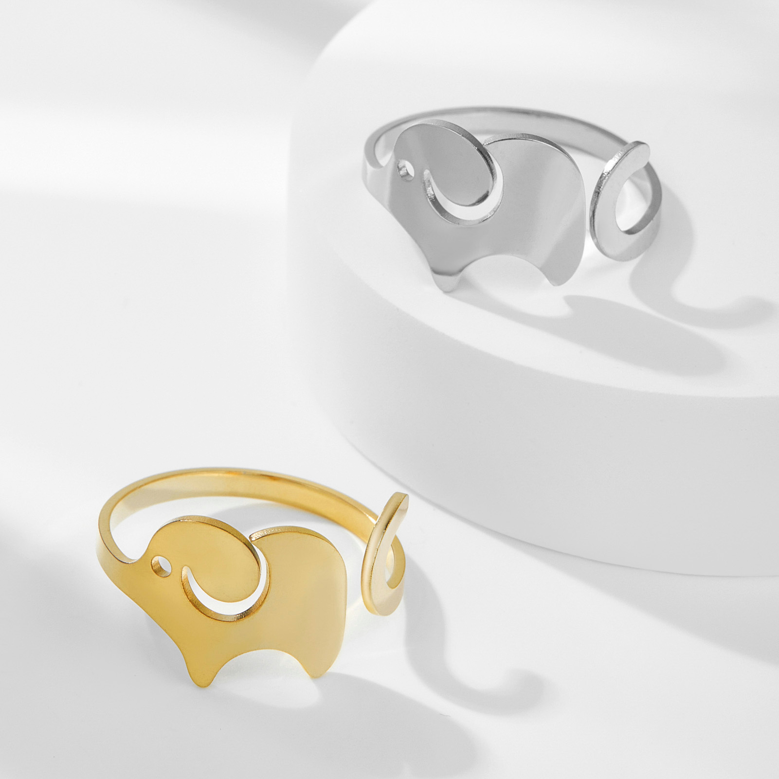 Lovely Elephant Open Ring For Men Stainless Steel Adjustable Ring