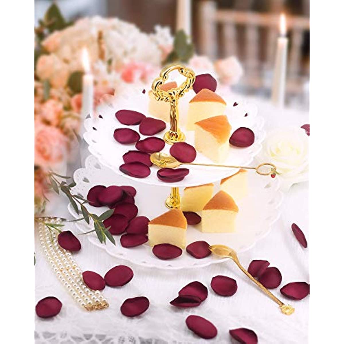 Pétalos de rosa de seda, 200 pétalos de flores para niña de flores, pétalos  de flores para pasteles de boda, centros de mesa, pétalos románticos de