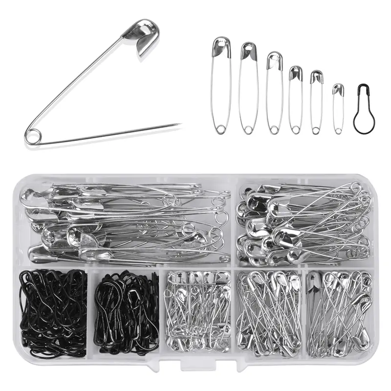 Silver Black Safety Pins 7 Different Sizes For Maximum - Temu