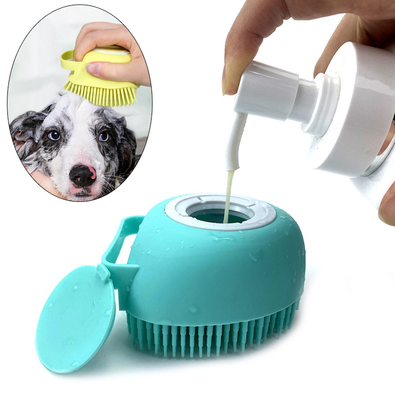 

Bathroom Puppy Dog Cat Bath Massage Gloves Brush Soft Safety Silicone Pet Accessories For Dogs