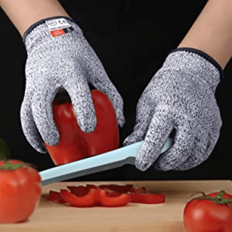 THOMEN 4 guantes resistentes a cortes (M+L) de protección de nivel 5 para  cocina, guantes de seguridad anticortes mejorados para corte de carne