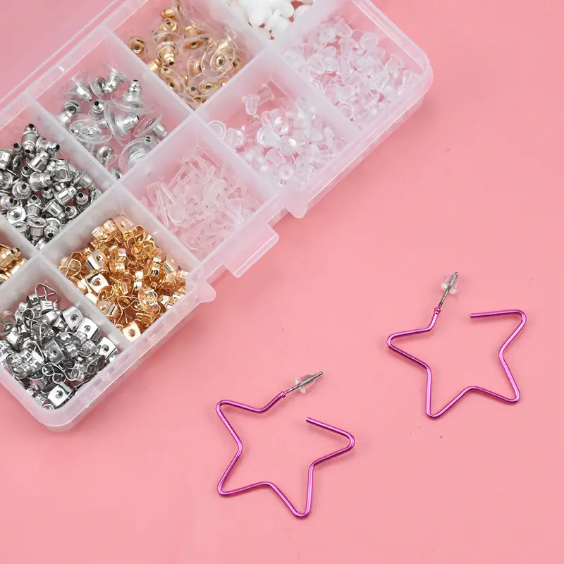 Earring Backs Earrings Making Kit 10 Styles Rubber Plastic - Temu