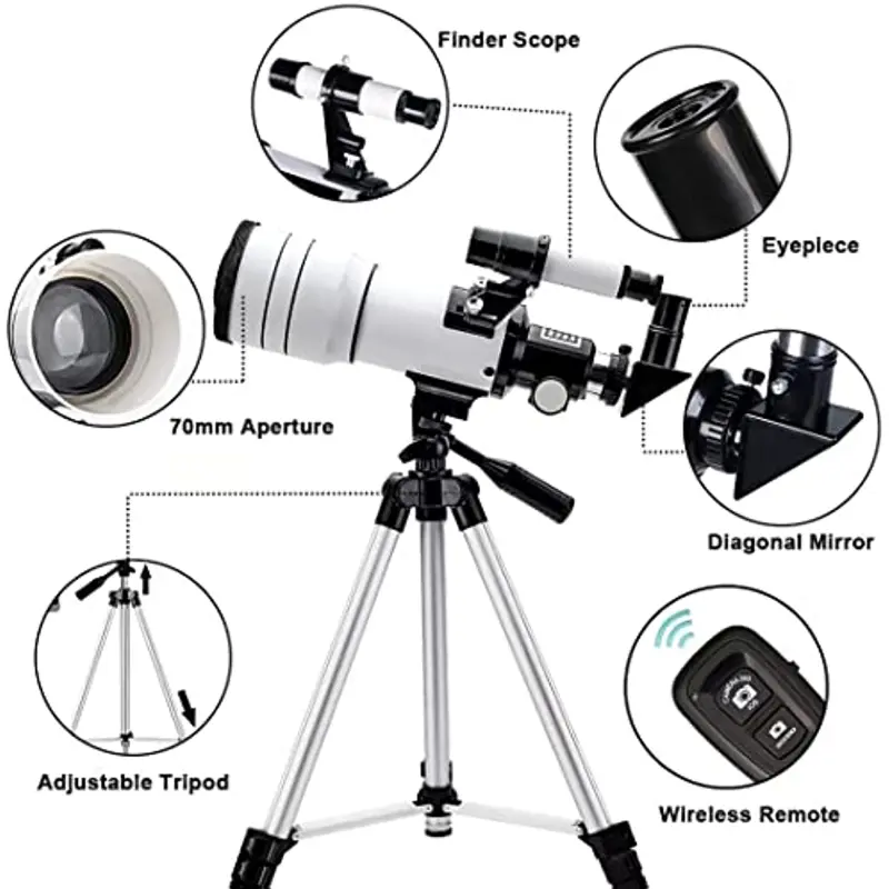 explore the universe with our high definition 70mm aperture refractor telescope perfect for adults and kids details 2