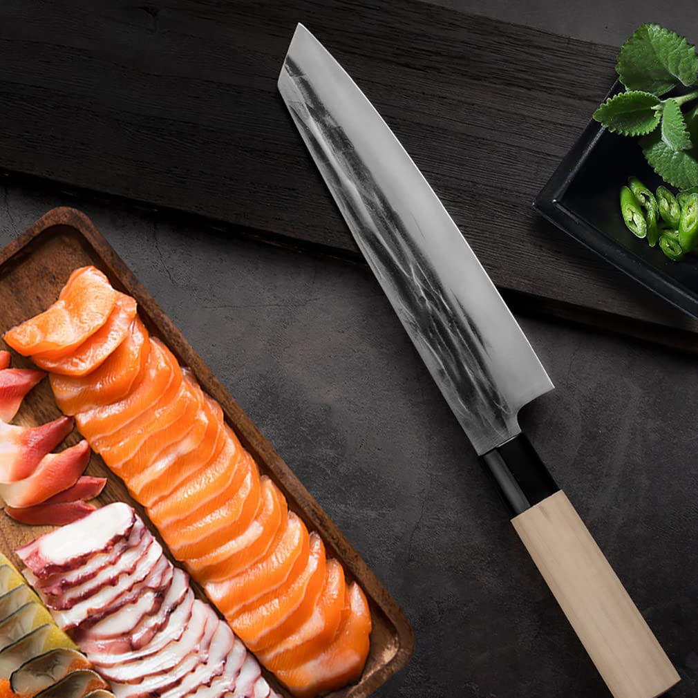 FULLHI Juego de cuchillos japoneses portátiles profesional de cocina  forjada a mano cuchillo de chef Gyuto de carne de alto carbono cuchillo de  sushi