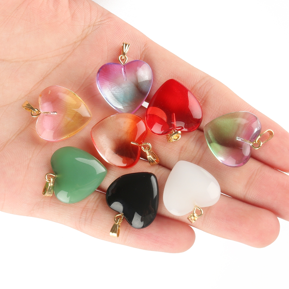 10pcs/lot Transparent Colored Resin Heart Pendant Jewelry Making Findings  Cute Charms DIY Earrings Necklace Keychain Accessorie