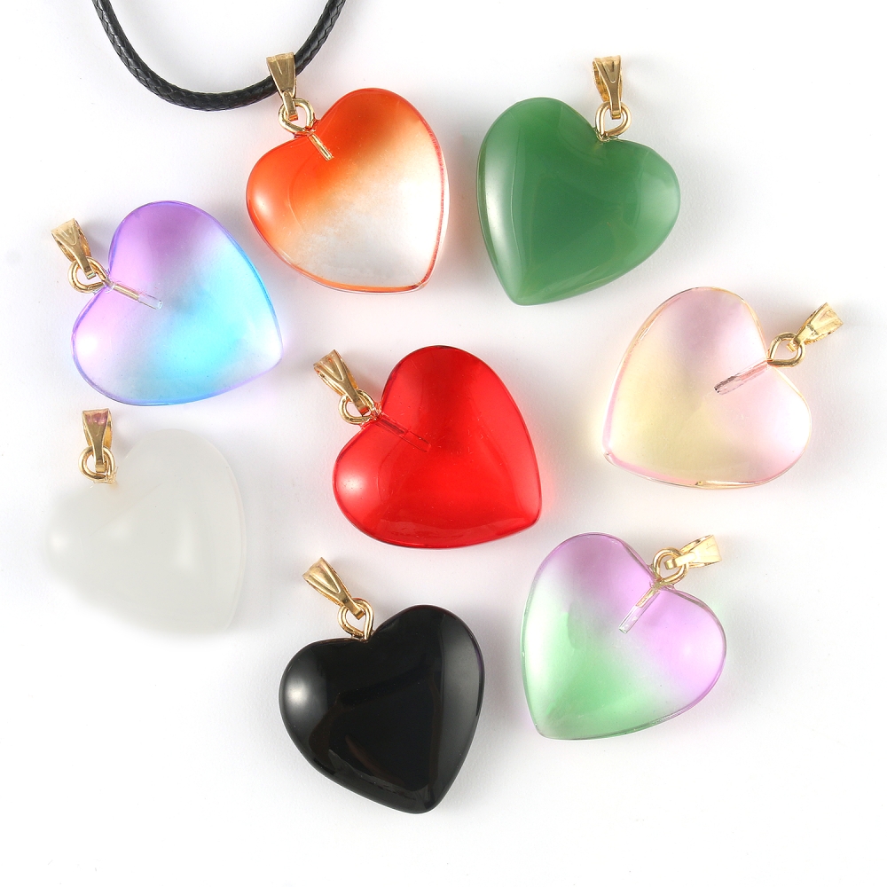 10pcs/lot 20 * 20mm Love Heart Lampwork Necklace Pendant Czech Glass Charms Pendants for Jewelry, Jewels Making DIY Bracelet Accessories,Temu