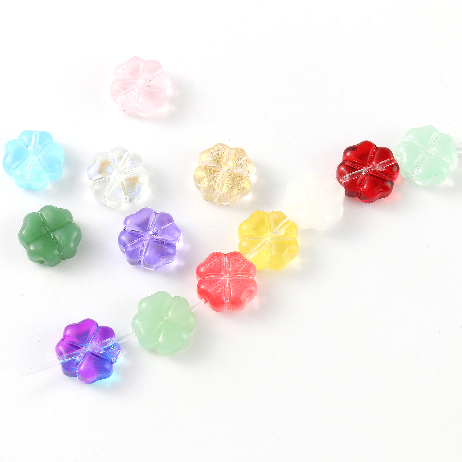 20pcs Mini Flower Beads Glass Spacer Beads Polymer Glass Beads For