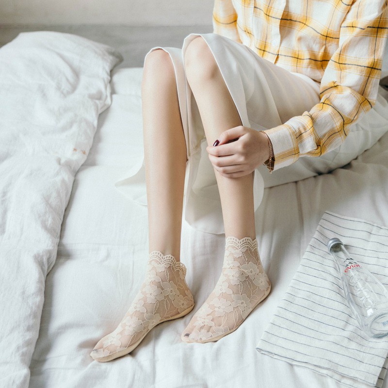 Floral Lace Socks Thin Breathable Short Socks Women's - Temu Canada