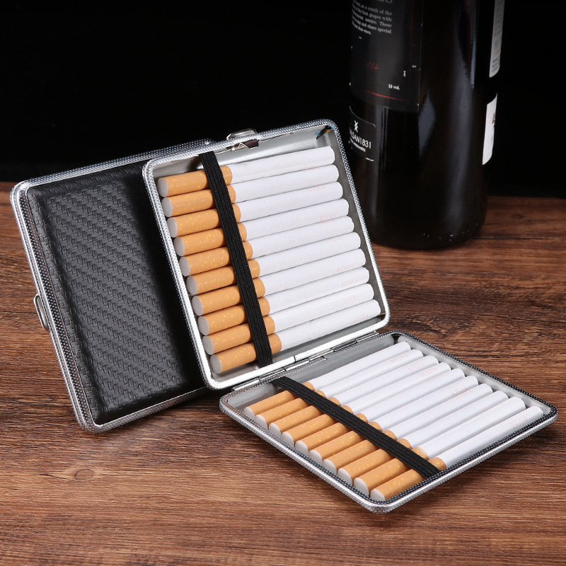  YHOUSE Cigarette Case - Retro Metal Cigarette Box Double Sided  Spring Clip Open Pocket Holder for 20 Cigarettes (Golden) : Health &  Household