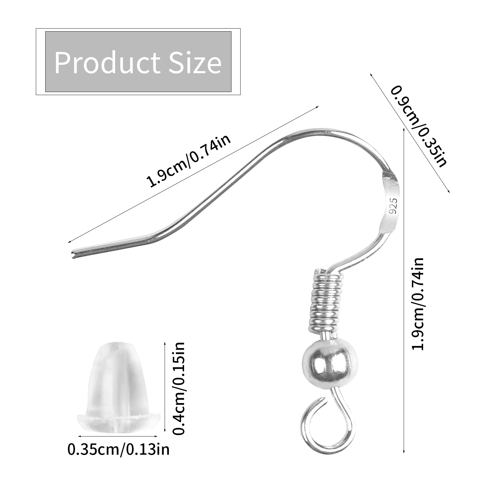 480PCS Earring Hooks Kit 925 Silver Ear Wires Fish Hooks Earring With  Earring Backs Jewelry Findings Accessories