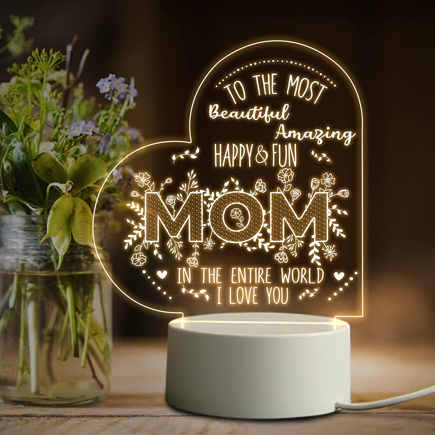Gifts for Mom Personalized - Custom Night Light with Picture Text, Mom  Gifts, Mother Gifts, Mothers Day Gifts from Daughter Son Husband, Gifts for