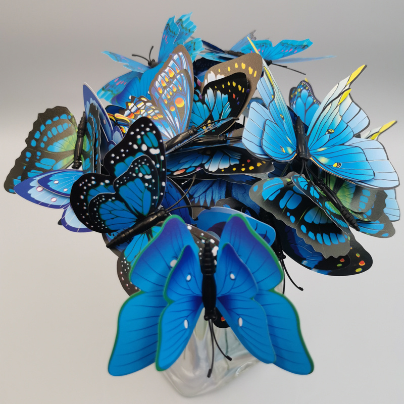 Paquete de 12 decoraciones de mariposa, decoración de estacas de mariposa  3D, 2 tamaños de adorno de mariposa para el hogar, flores falsas