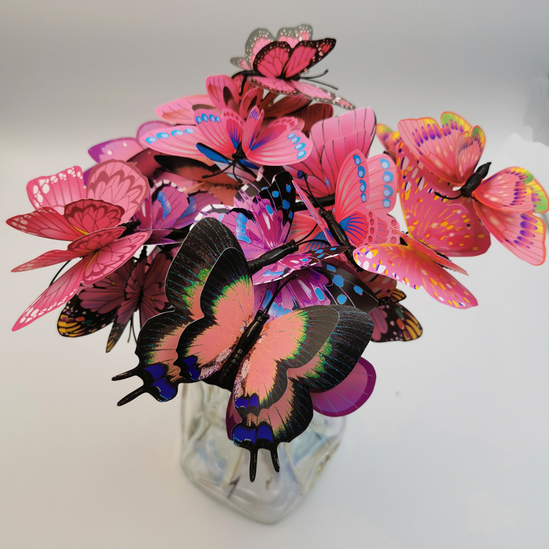12 Pcs Artificial Butterfly Decorations, 2 Sizes Butterfly Decor for  Crafts, DIY 3D Unique Decorative Butterflies for Fake Flowers Easter Spring