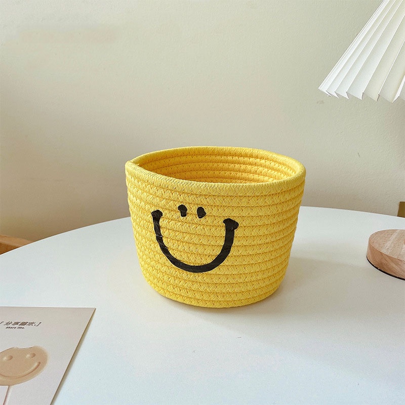 Smiley Face Embroidery Organizer Basket in 2023