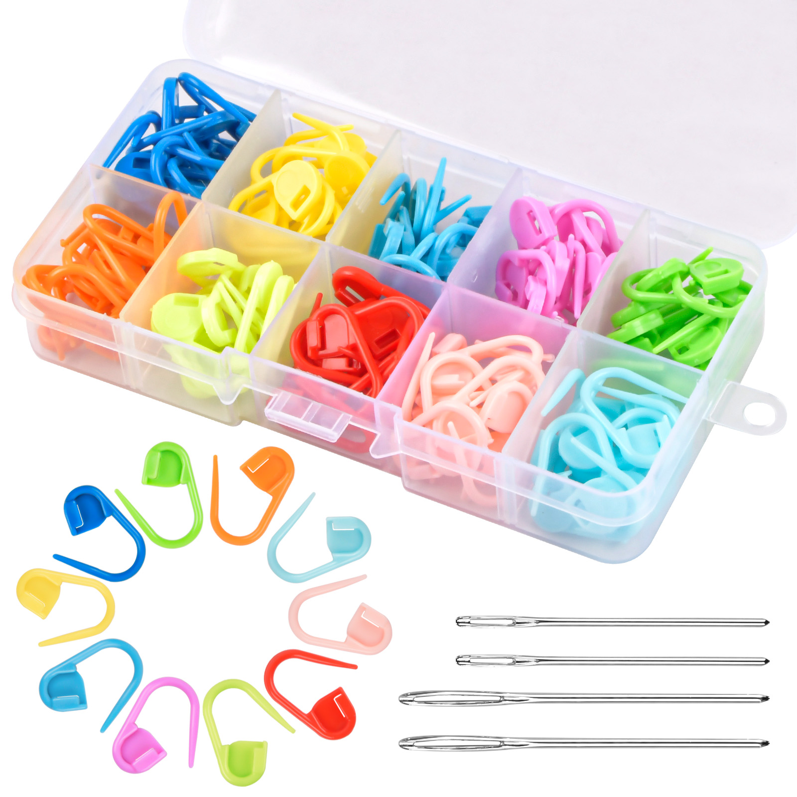  NUTJAM 120 Pcs Colorful Knitting Markers, Plastic Crochet Pins  Clips, Bulk Stitch Markers, Locking Stitch Safety Pins, Knitting Place  Markers for DIY, Craft,Weaving, Sewing（Mix Color,120 Pieces）