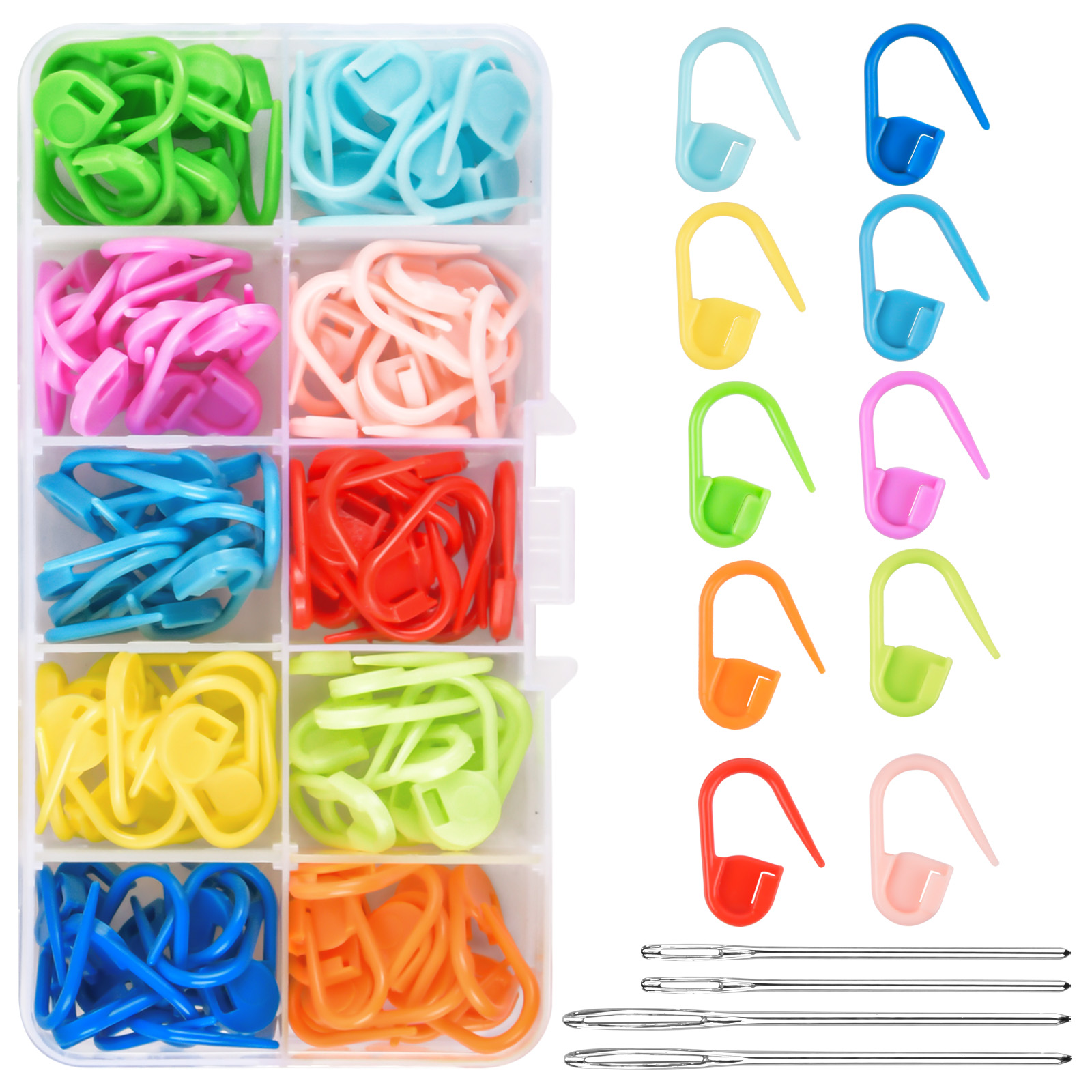  Sihuuu 120 Pcs Colorful Knitting Markers, Plastic Crochet Pins  Clips with Box, Knitting Place Markers, Stitch Counter Needle Clips,  Locking Stitch Safety Pins for DIY, Sewing, Craft,Weaving