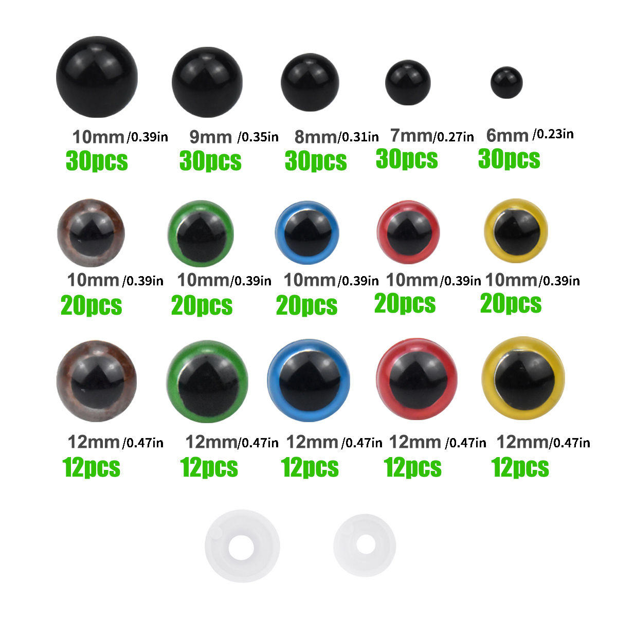 12mm Mixed Color Shiny Doll Eyes Plastic Safety Eyes Doll - Temu