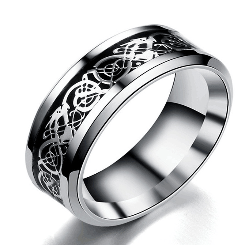 Men's Abstract Design Stainless Steel Band Ring - Temu