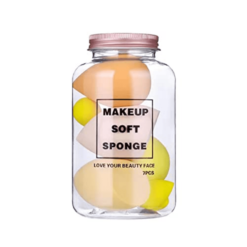 Soft Teardrop Blender Sponge Set With Jar Flawless Bottle - Temu