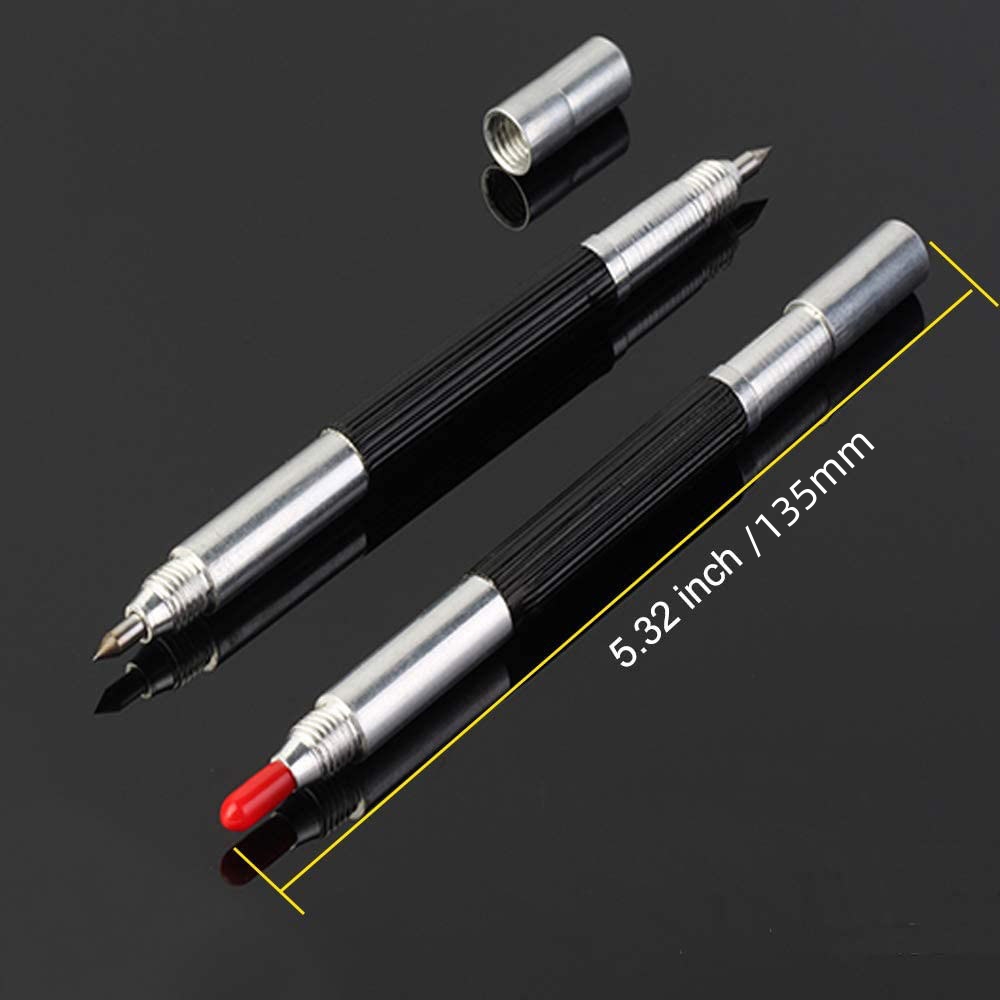 2Pcs Tungsten Carbide Tip Scriber With 12 Replacement Marking Tip,  Aluminium Magnet Carbide Scribe Tool Etching Pen With Clip, Metal Engraving  Pen for