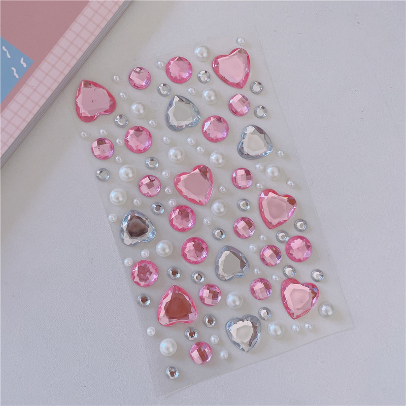 Artificial Diamond Shiny Heart shaped Diy Stickers For - Temu