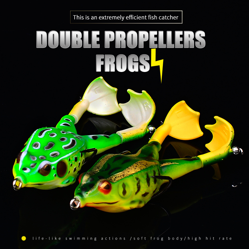Topwater Frog Lures Kits, Soft Silicone Frog Lure Bait Kit, Hollow Soft  Body Frog Lure with Double Hook Fishing, Realistic Double Propellers Fishing  Lures Color F : : Sports & Outdoors