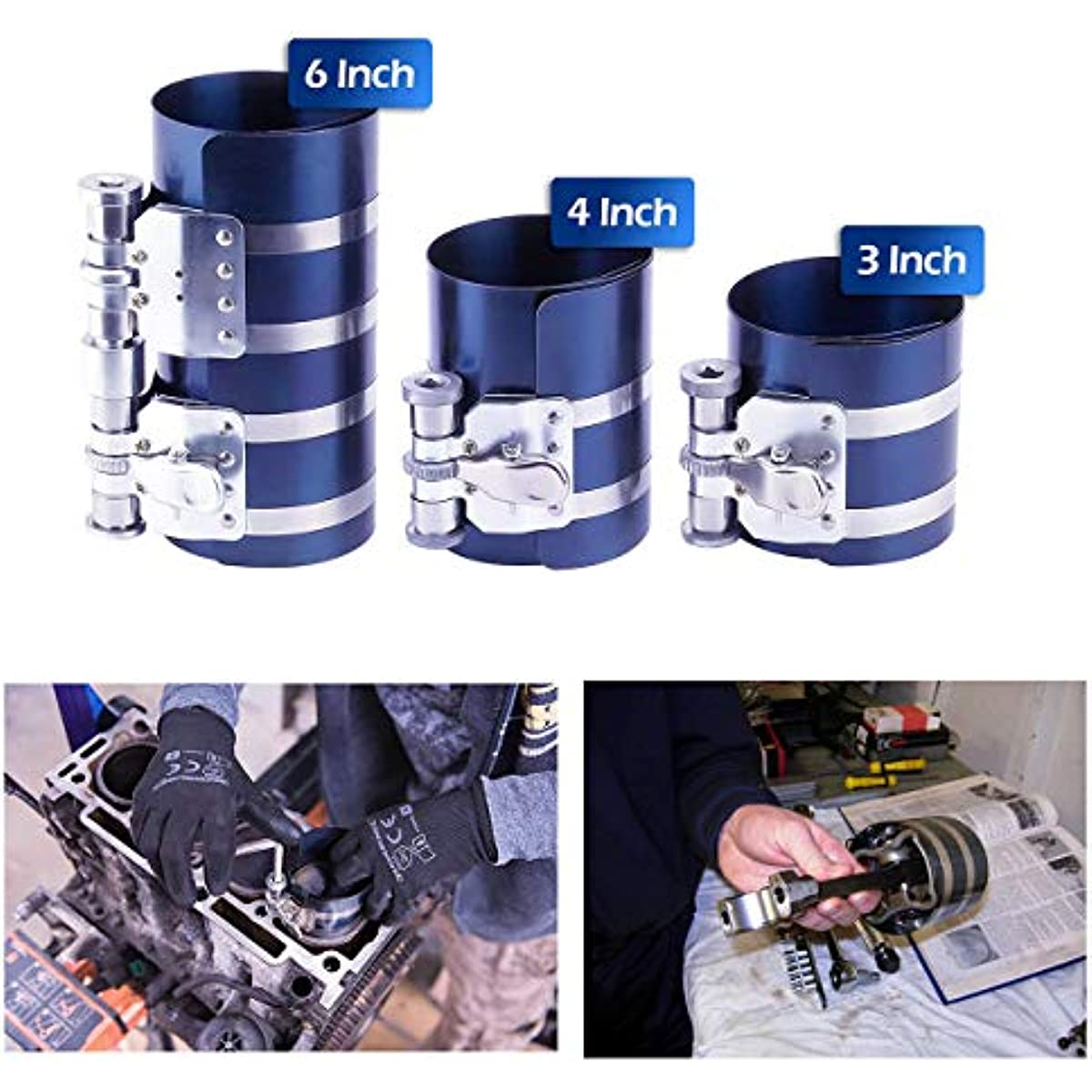 Conjunto de herramientas de compresor de anillo de pistón de bicicleta de  motocicleta 1.575 in - 3.346 in 2/4 tiempos LSR 43