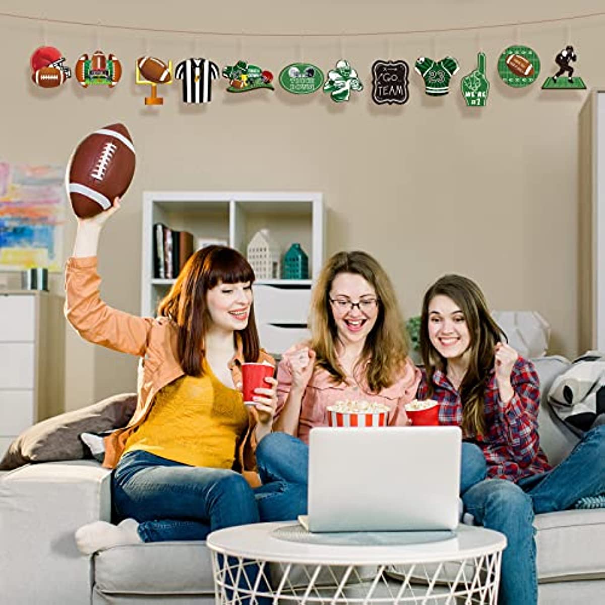 : American Football Ornament Thanksgiving Christmas  Ornaments,Personalized Pendant for Halloween Xmas Thanks Day Home  Decor,Women/Men Gifts Decoration,Boys Kids Game Traditional Sport Green :  Home & Kitchen