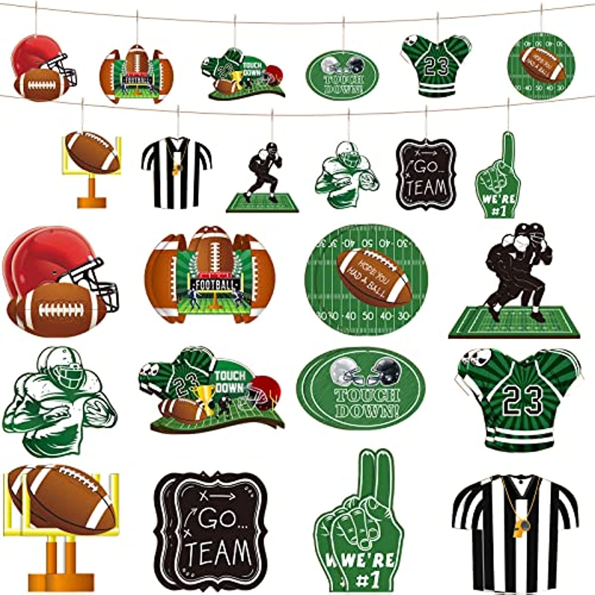 : American Football Ornament Thanksgiving Christmas  Ornaments,Personalized Pendant for Halloween Xmas Thanks Day Home  Decor,Women/Men Gifts Decoration,Boys Kids Game Traditional Sport Green :  Home & Kitchen