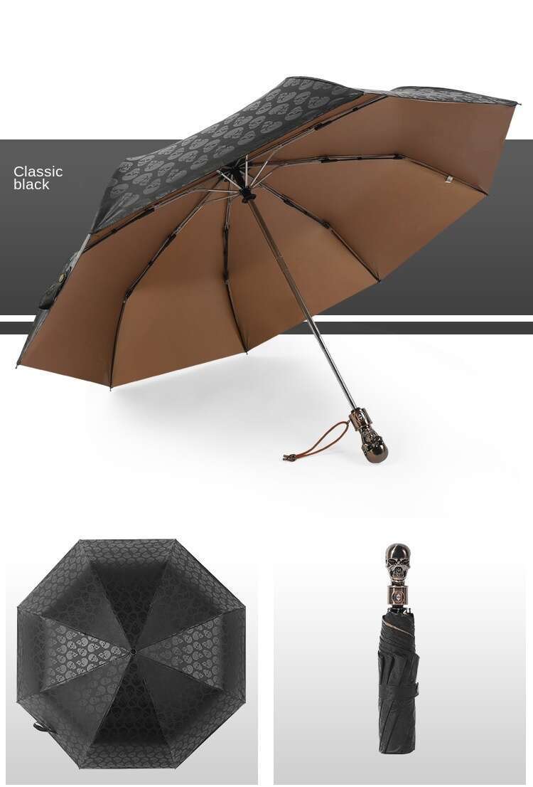 Creative Devil Skull Handle Umbrella, Automatic Umbrella, Folding Uv  Protection Umbrella, Sunny And Rainy Windproof Umbrellas - Temu