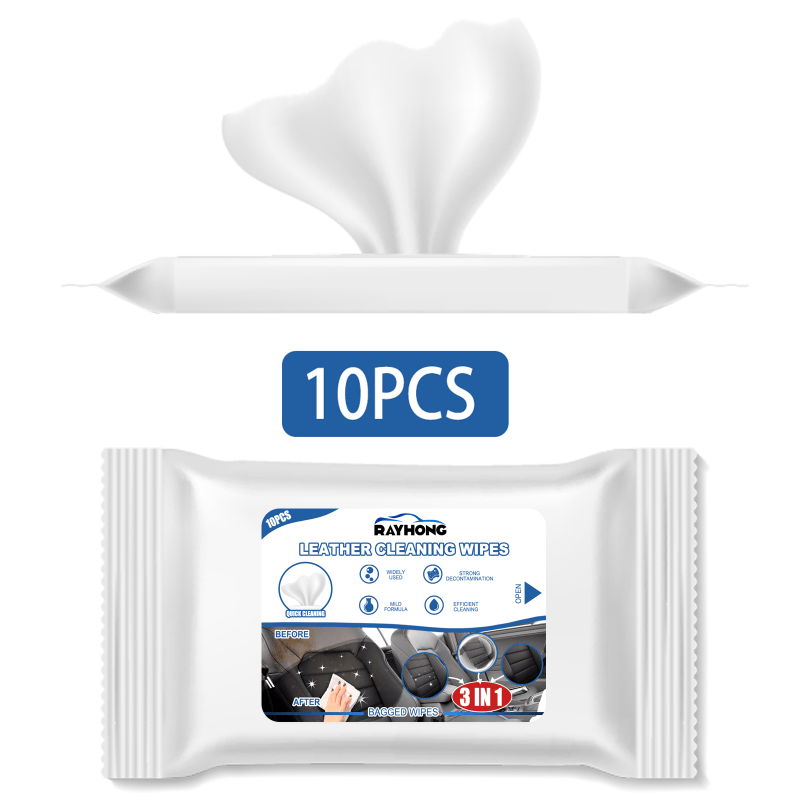 10pcs Universal Car Leather Cleaning Wet Wipes, Non-Washable, Quick Clean  For Car Seat Interior