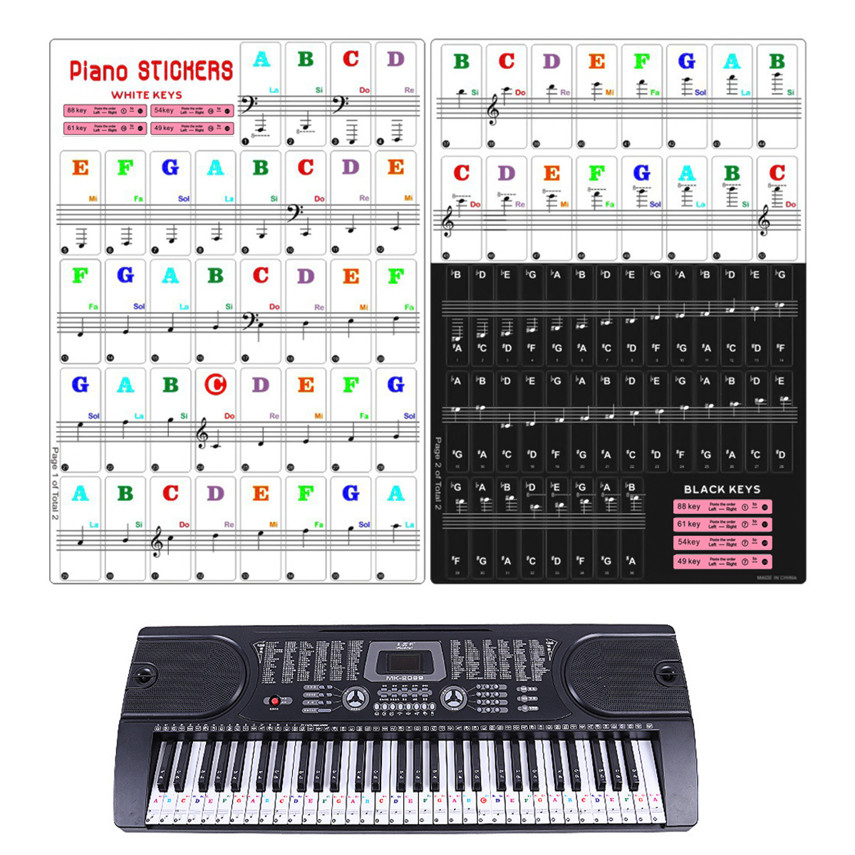 Acheter Autocollants pour clavier de Piano, 25/49/54/61/88 touches, clavier  électronique, symbole autocollant de Note