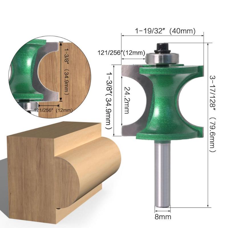 1 PC 12mm 1/2 Shank Bullnose Half Round Bit Endmill Router Bits Wood 2