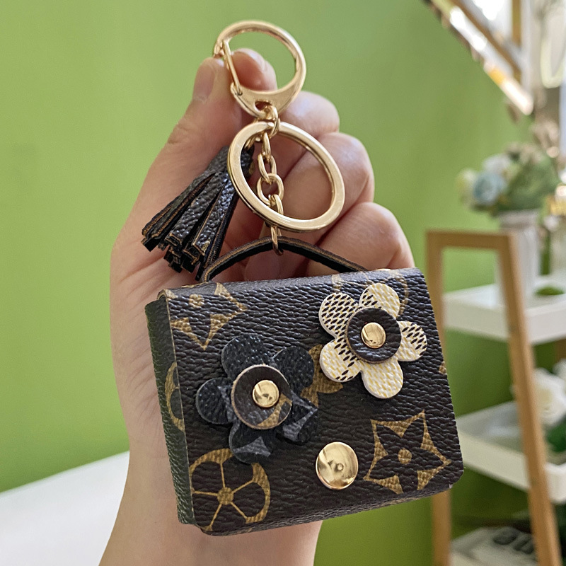Creative Leather Flower Purse Keychain Exquisite Bag Key Chain Accessories Key  Chain Jewelry Gift For Wife Women Girlfriend Trendy Leather Pocket For Car  Keys - Temu
