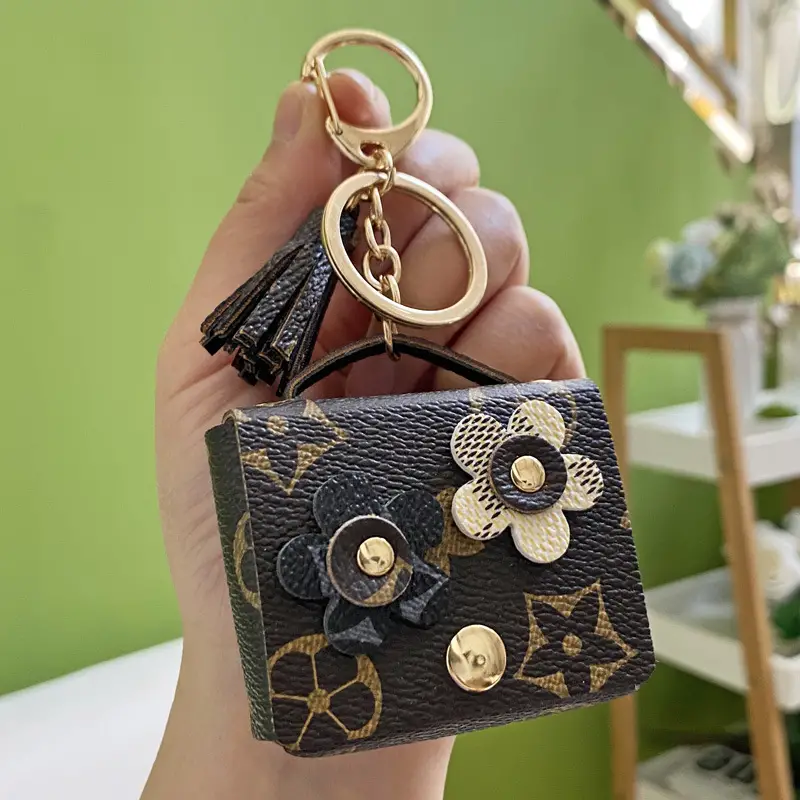 Creative Leather Flower Purse Keychain Exquisite Bag Key Chain Accessories Key  Chain Jewelry Gift For Wife Women Girlfriend Trendy Leather Pocket For Car  Keys - Temu
