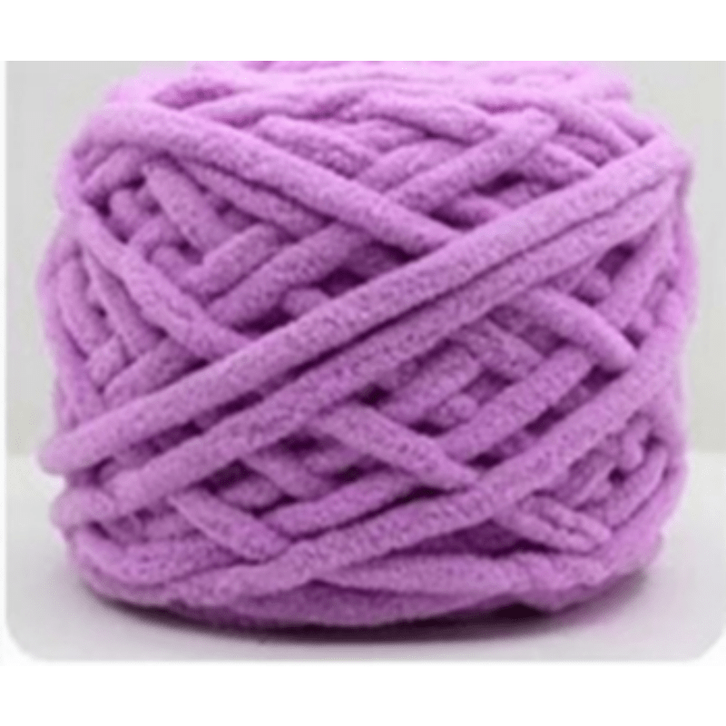 Grofry 1 Roll 32M Yarn Soft Wide Usage Polyester Hand Woven DIY Craft Crochet Yarn for Patchwork, Purple