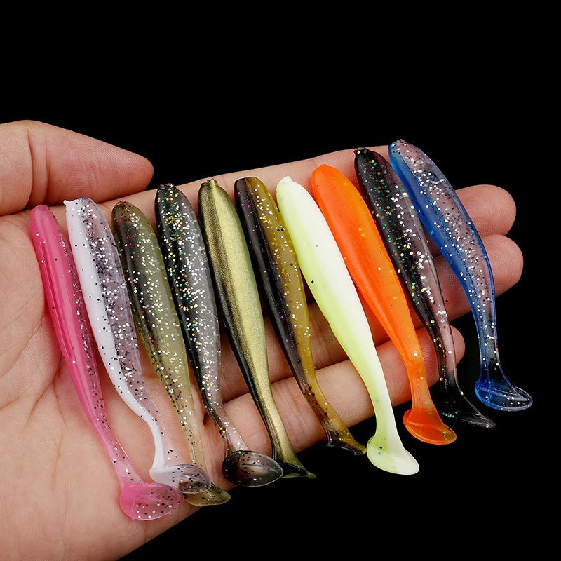 10Pcs Ultra Light Fishing Sandworm Soft Plastic Worm Silicone Bait Lures  3.15