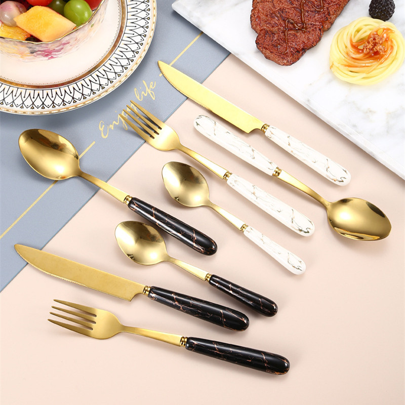 Matte Black Gold 8/16/24Pcs Fork Spoon Knife Stainless Steel