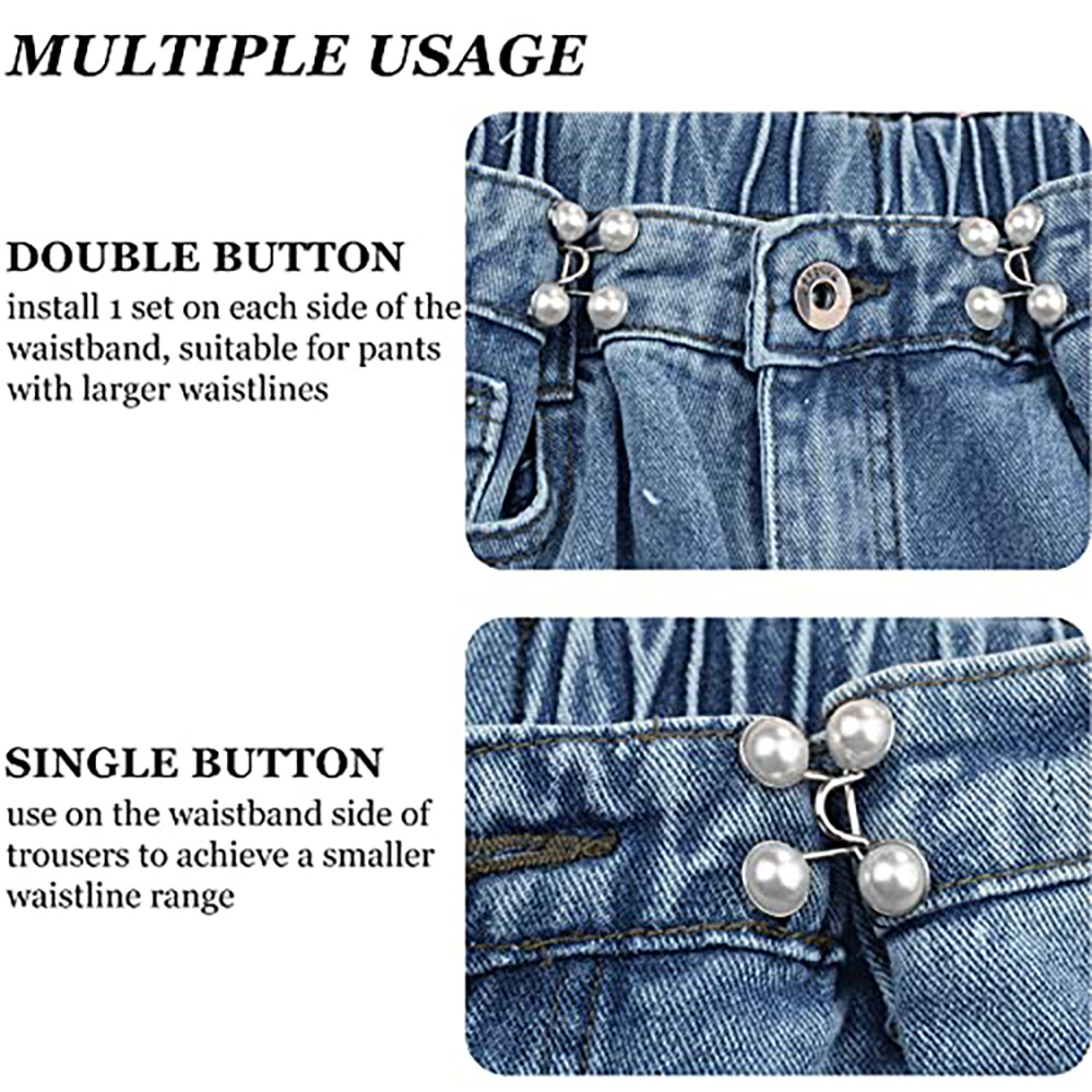 Faux Pearl Jean Button Pins Adjustable Jean Button - Temu