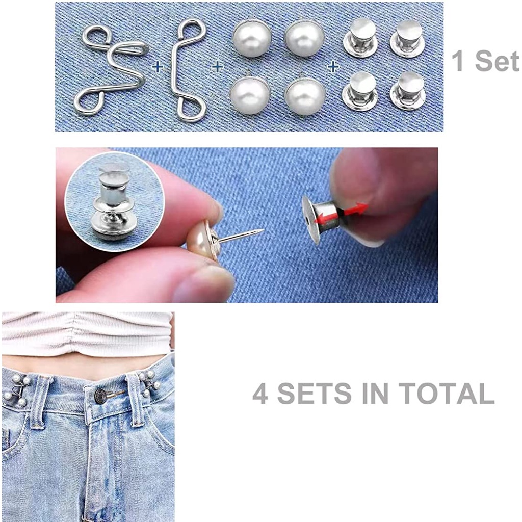 4sets/pack Metal Buttons For Jeans, No Sewing Required, Removable &  Adjustable Design, 4 Colors