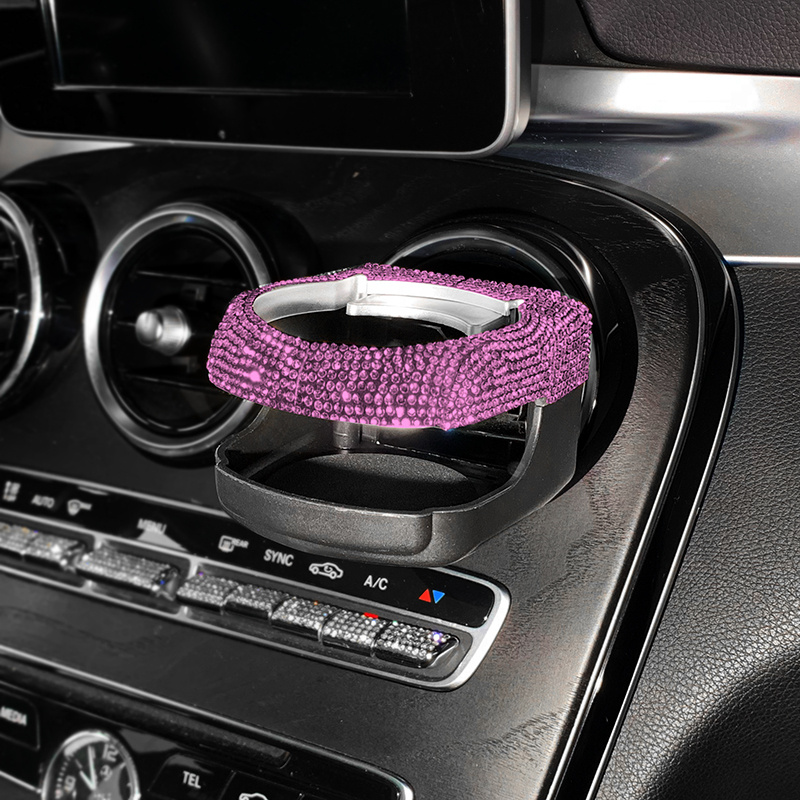 Pink Bling Rhinestone Cup Holder Insert Cup Coasters Accessories For Car  Parts