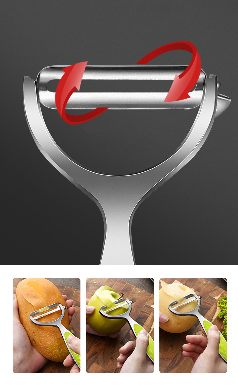 BINO Stainless Steel 3-Piece Peeler Set - Dark Grey | 1-Piece Y-Shaped +  2-Piece Swivel | Multifunctional Kitchen Grip Peelers | Fruits & Vegetables