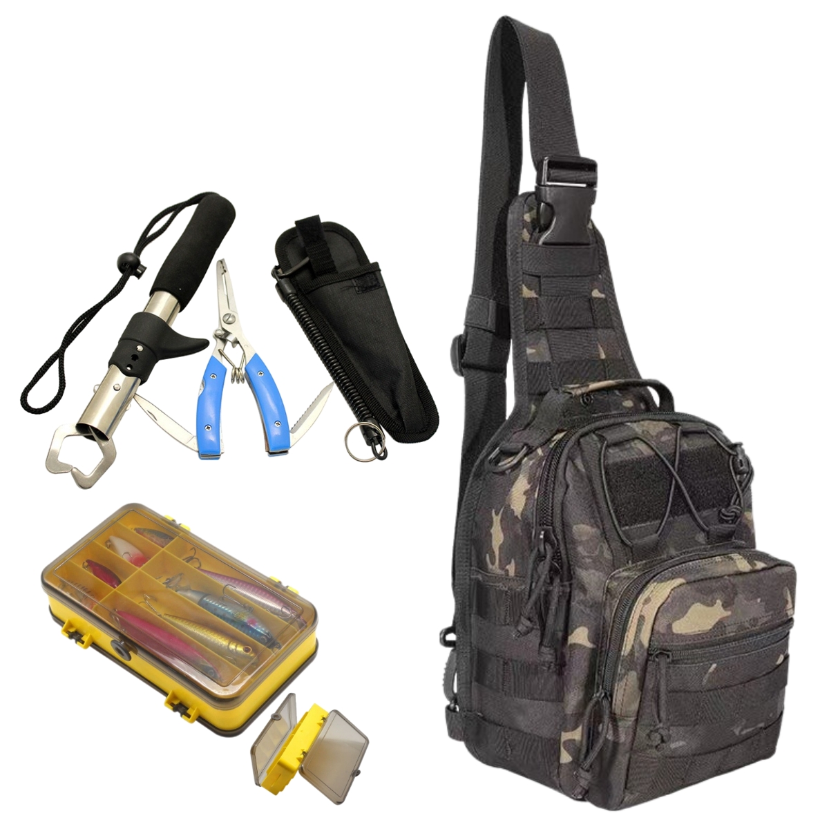Complete Fishing Gear Kit Includes 6 Baits Shoulder Bag Fish - Temu
