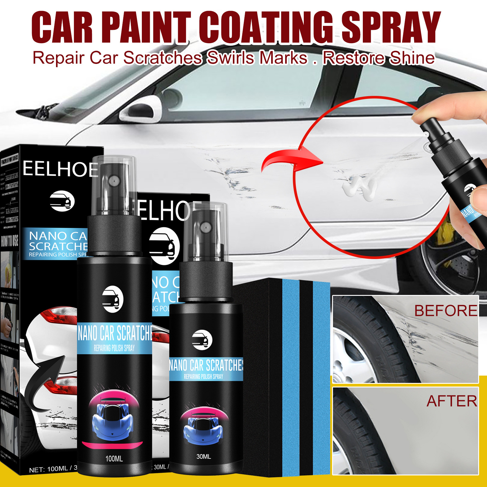 Buy Nano Car Scratch Removal Spray Repair Polish Waxing Coating /Hilang  Calar Lilin Kereta /汽车划痕剂, car accessories, pet, electrical, cosmetics